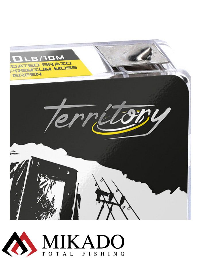 Поводочный плетеный шнур Mikado Territory COATED BRAID PREMIUM мягкий в оболочке 30LB (10 м) тём.-зел