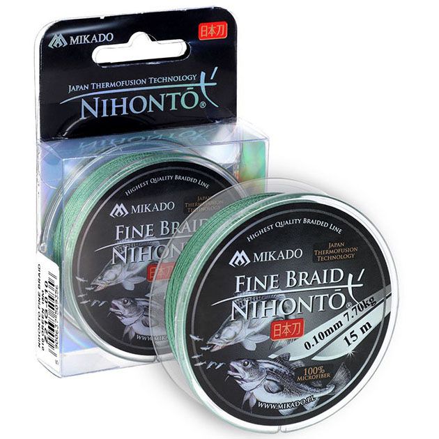 Плетеный шнур Mikado NIHONTO FINE BRAID  025 GREEN ( 15 м)