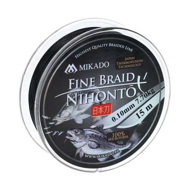 Плетеный шнур Mikado NIHONTO FINE BRAID 0,30 black (15 м) - 29.6 кг.